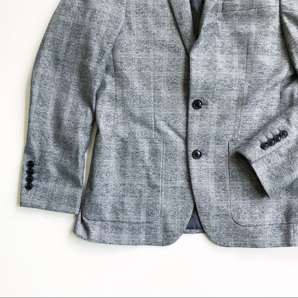 Murano Slim Fit Gray Plaid Blazer Jacket - Picture 2 of 7